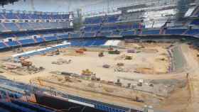 Las obras del Santiago Bernabéu en el interior del estadio