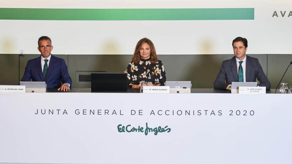 Víctor del Pozo, consejero delegado de El Corte Inglés, Marta Álvarez, presidenta y José Ramón de Hoces, consejero secretario