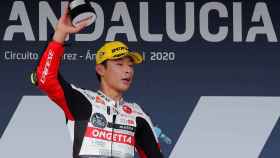 Tatsuki Suzuki celebra su victoria en el Gran Premio de Andalucía de Moto3