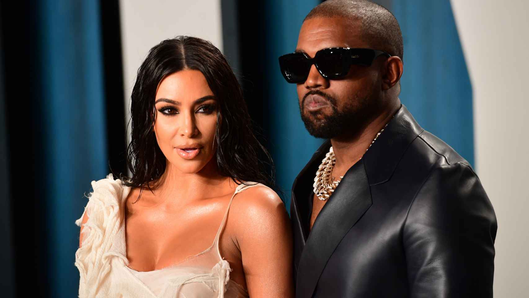 Kanye West y Kim Kardashian en la fiesta de Vanity Fair tras los Óscar 2020