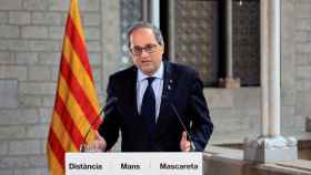 El presidente de la Generalitat, Quim Torra, este martes durante su declaración institucional.