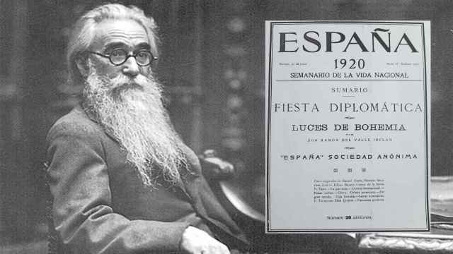 Valle-Inclán y la portada de la revista 'España' el día que empezó a publicarse 'Luces de bohemia'.