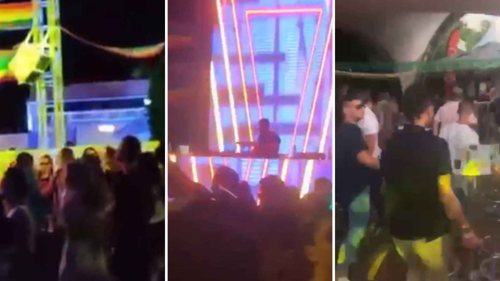 Capturas de la polémica fiesta en una discoteca de Lorca (Murcia).