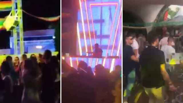 Capturas de la polémica fiesta en una discoteca de Lorca (Murcia).