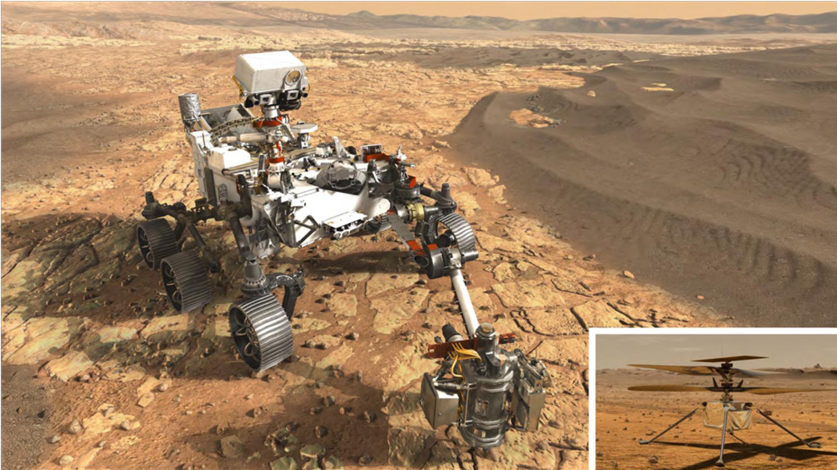 Rover Perseverance y helicóptero Ingenuity