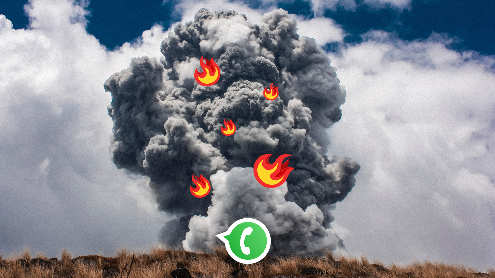 Ilustración del emoji de WhatsApp en una explosión.