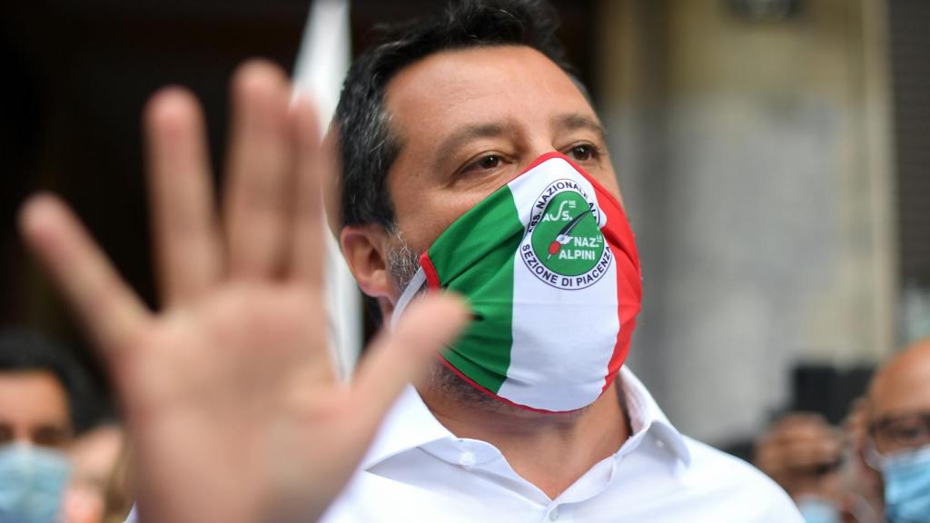 Mateo Salvini, durante una manifestación a mediados de julio.