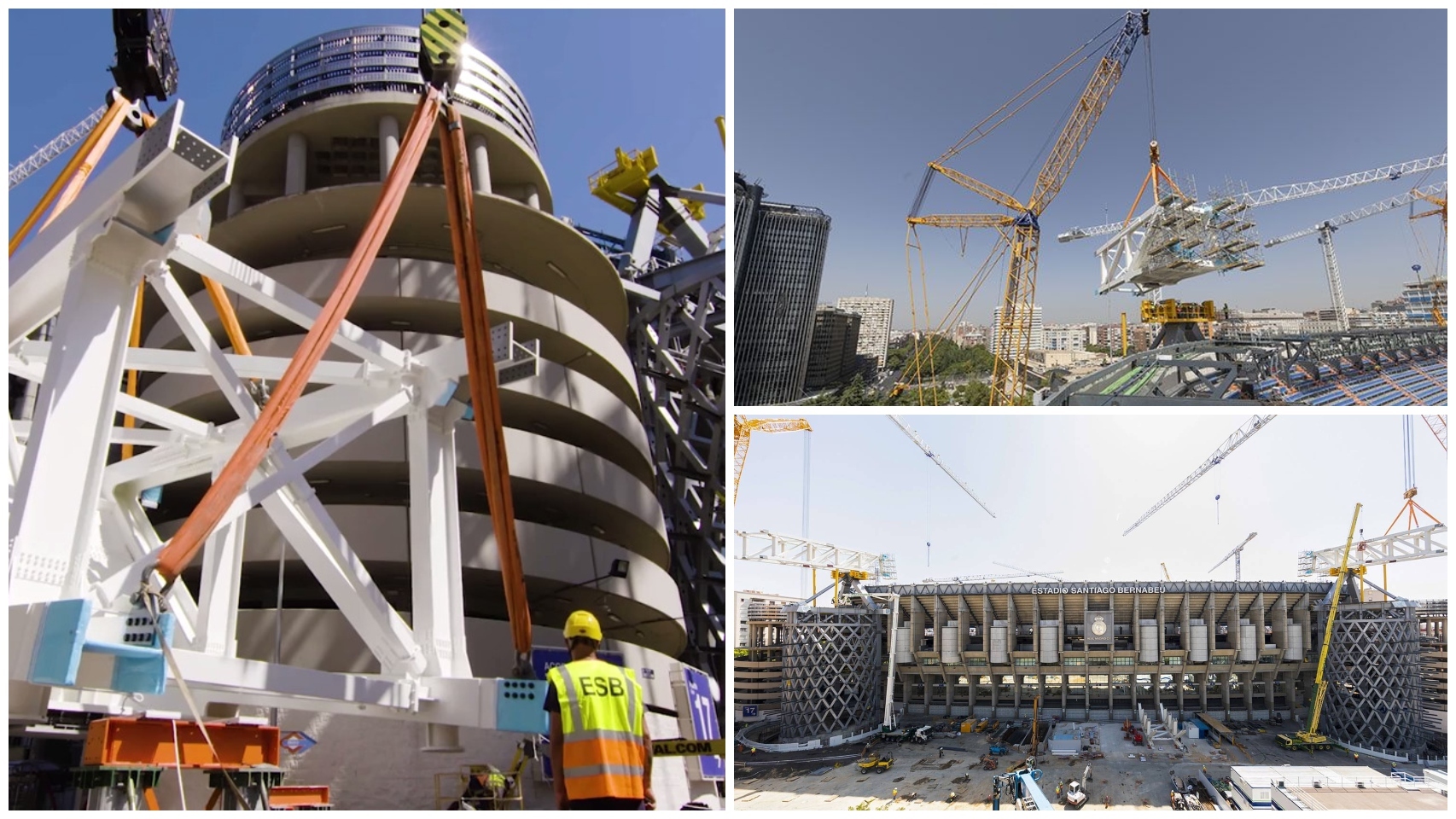 Así van las obras del Santiago Bernabéu: el izado de dovelas de la nueva cubierta