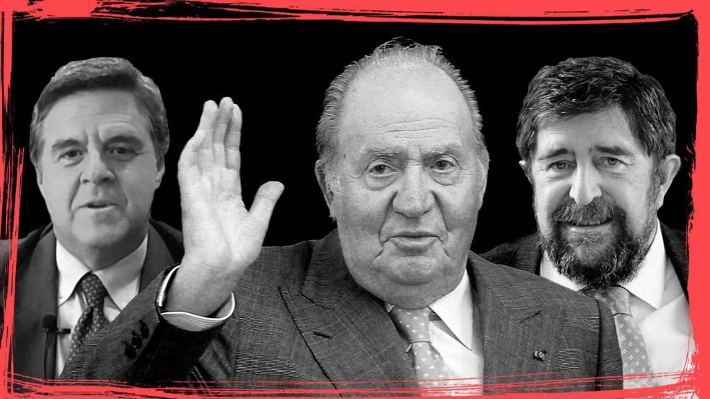 De izquierda a derecha: Javier Sánchez-Junco, abogado del rey; Juan Carlos de Borbón y el fiscal Juan Ignacio Campos.