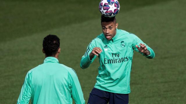 Mariano Díaz durante un entrenamiento del Rea Madrid