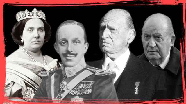 Isabel II de España, Alfonso XIII, Juan de Borbón y Juan Carlos I.