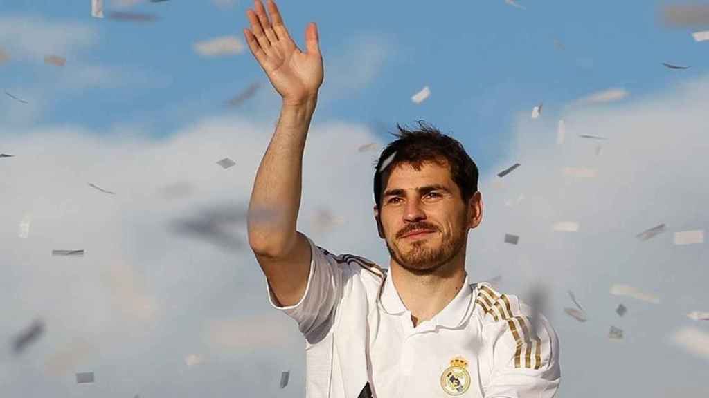 Iker Casillas, durante la celebración de su última Liga con el Real Madrid