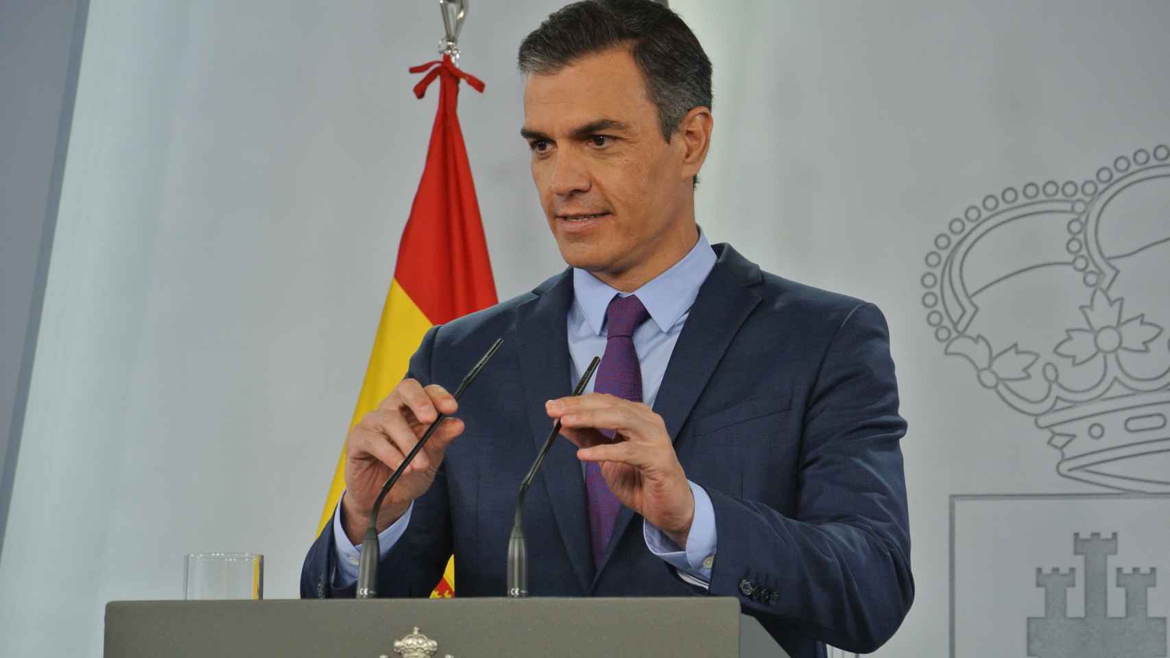 El presidente Pedro Sánchez, hace balance del curso en Moncloa.