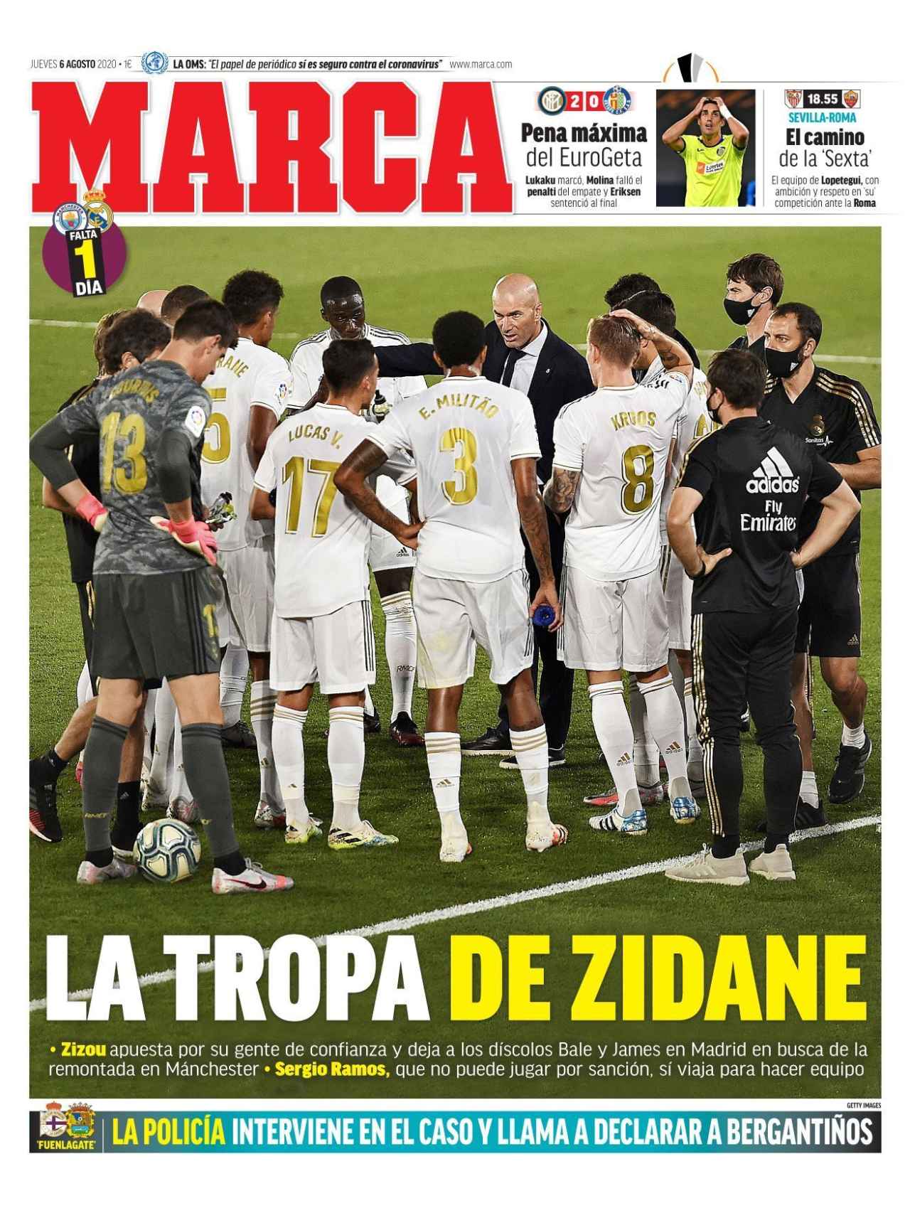 La portada del diario MARCA (06/08/2020)
