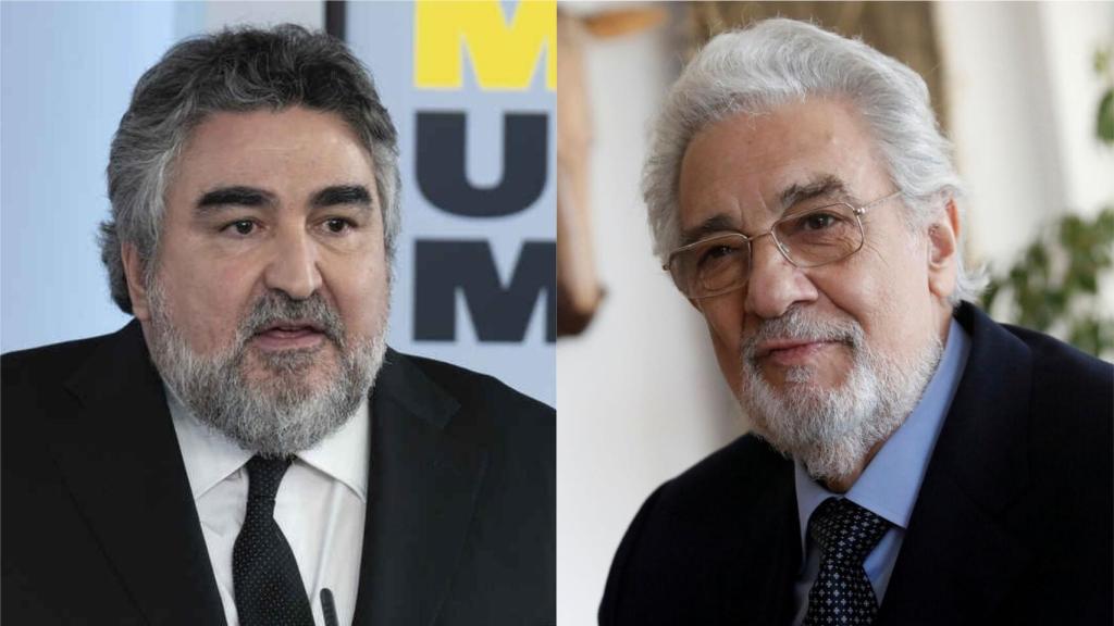 El ministro de Cultura, Rodríguez Uribes, y Plácido Domingo.