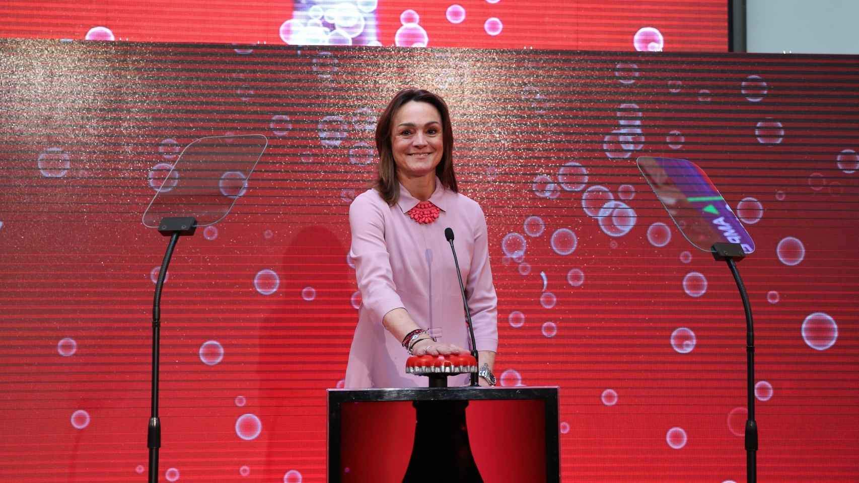 Sol Daurella, presidenta de Coca-Cola European Partners, en la salida a bolsa de la compañía.