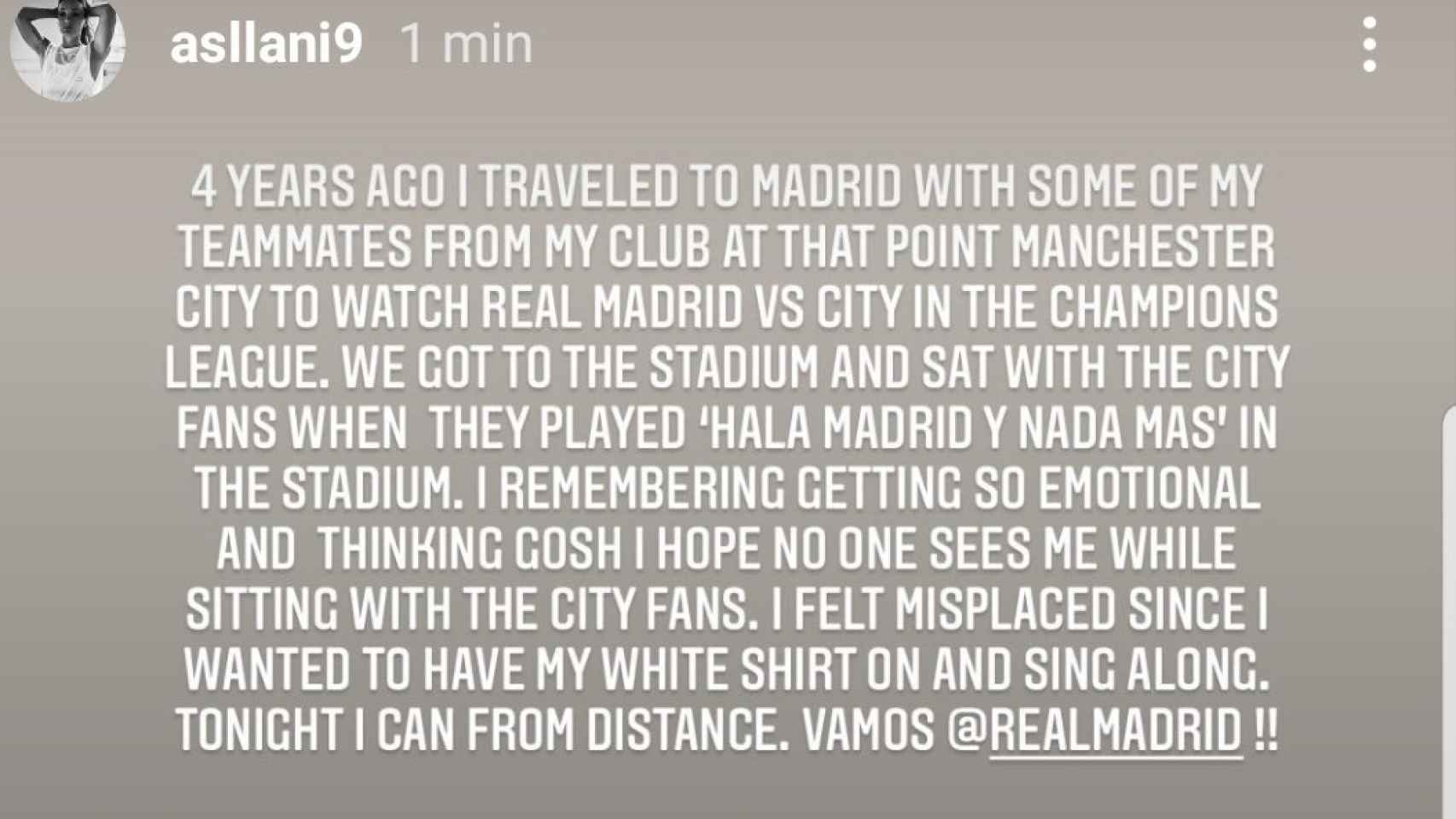 El emotivo mensaje de Asllani sobre el Real Madrid