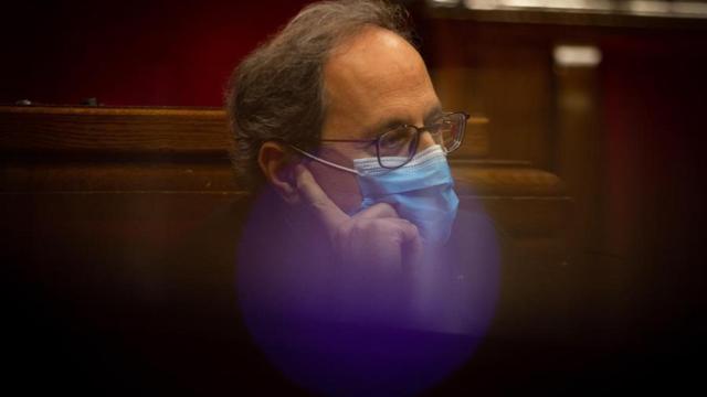 Quim Torra, presidente de la Generalitat, durante el pleno extraordinario del Parlament.