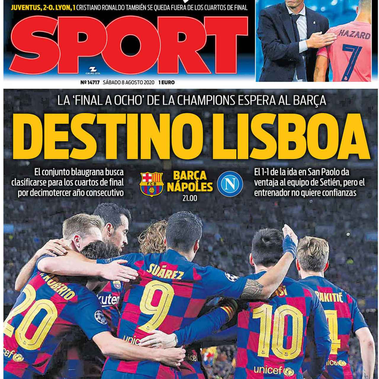 La portada del diario Sport 8-8-2020