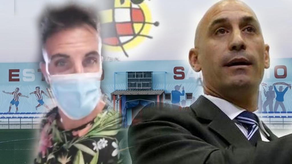 Andrés Salas, Luis Rubiales y el estadio del Atlético Porcuna