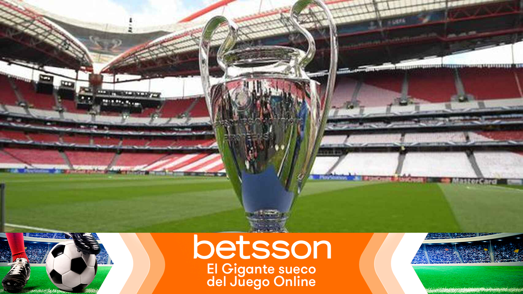 El trofeo de la Champions League en el Estadio Da Luz de Lisboa