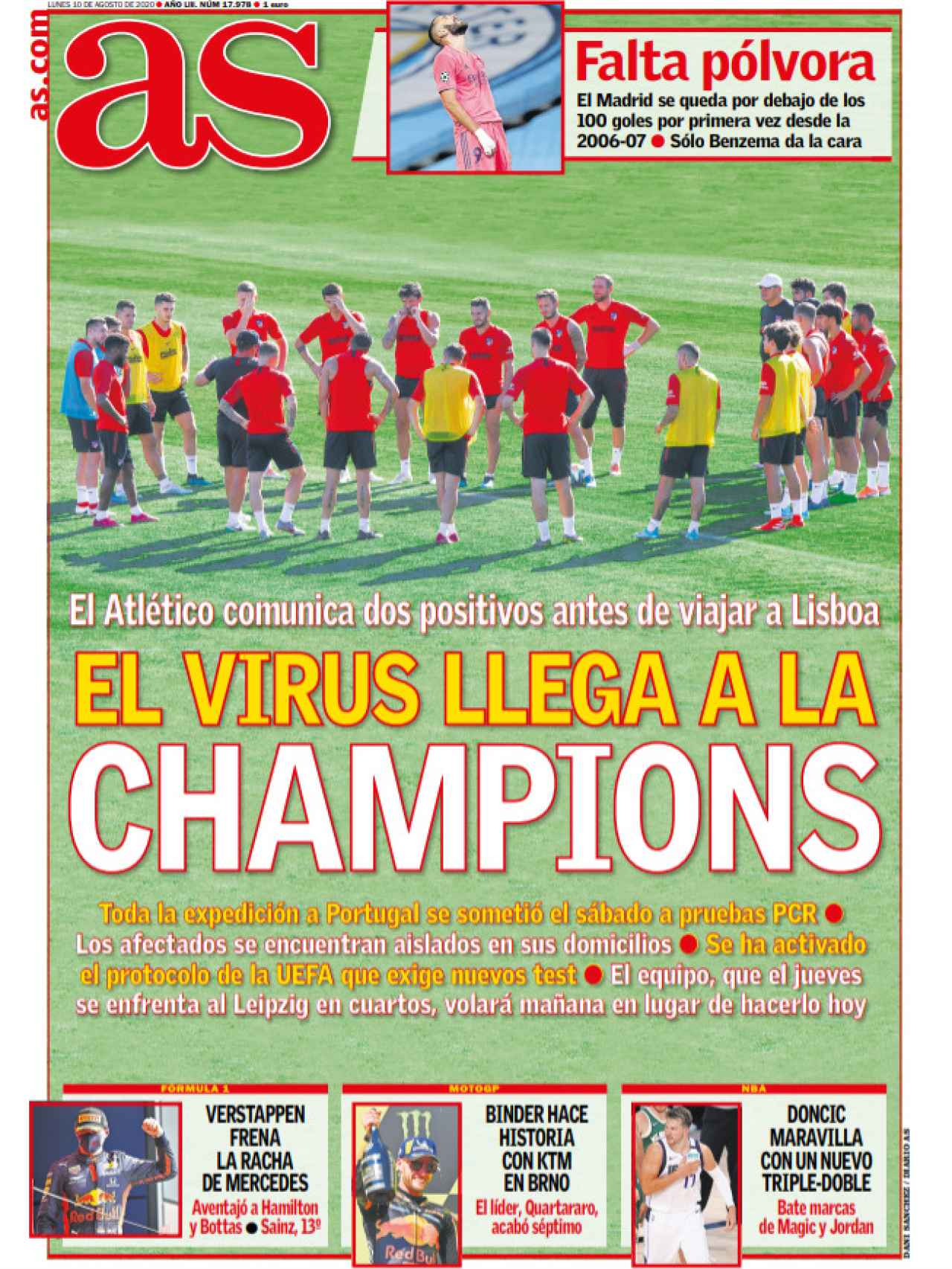 La portada del diario AS (10/08/2020)