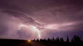Una tormenta este lunes de madrugada en Tudela.