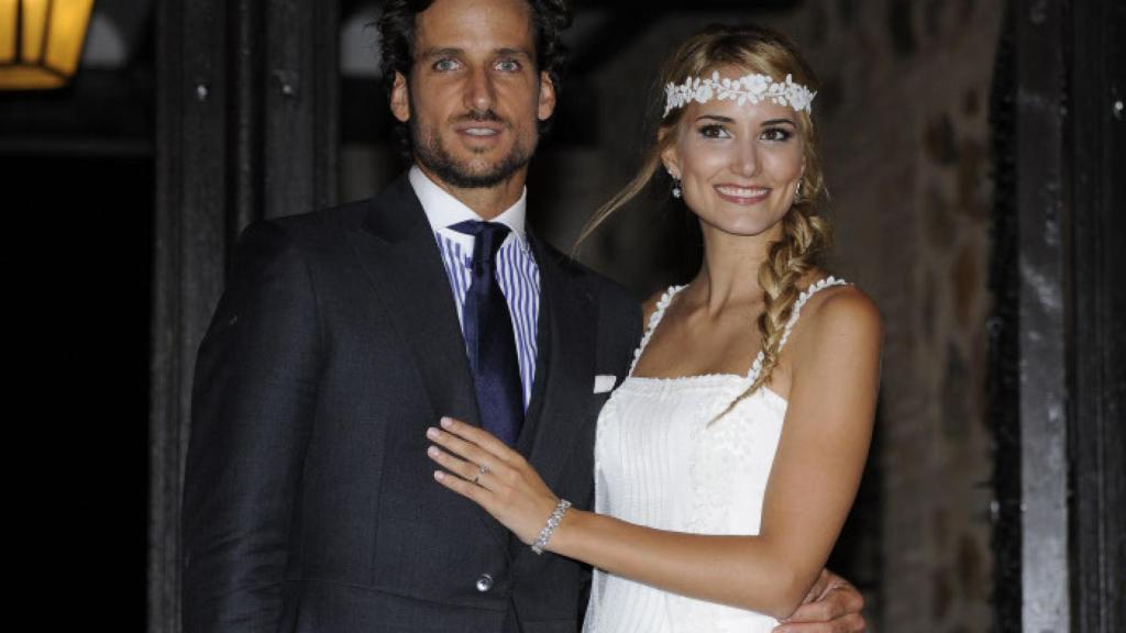 Feliciano López y Alba Carrillo, durante su boda.