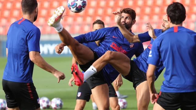 Diego Costa durante el último entrenamiento del Atlético de Madrid