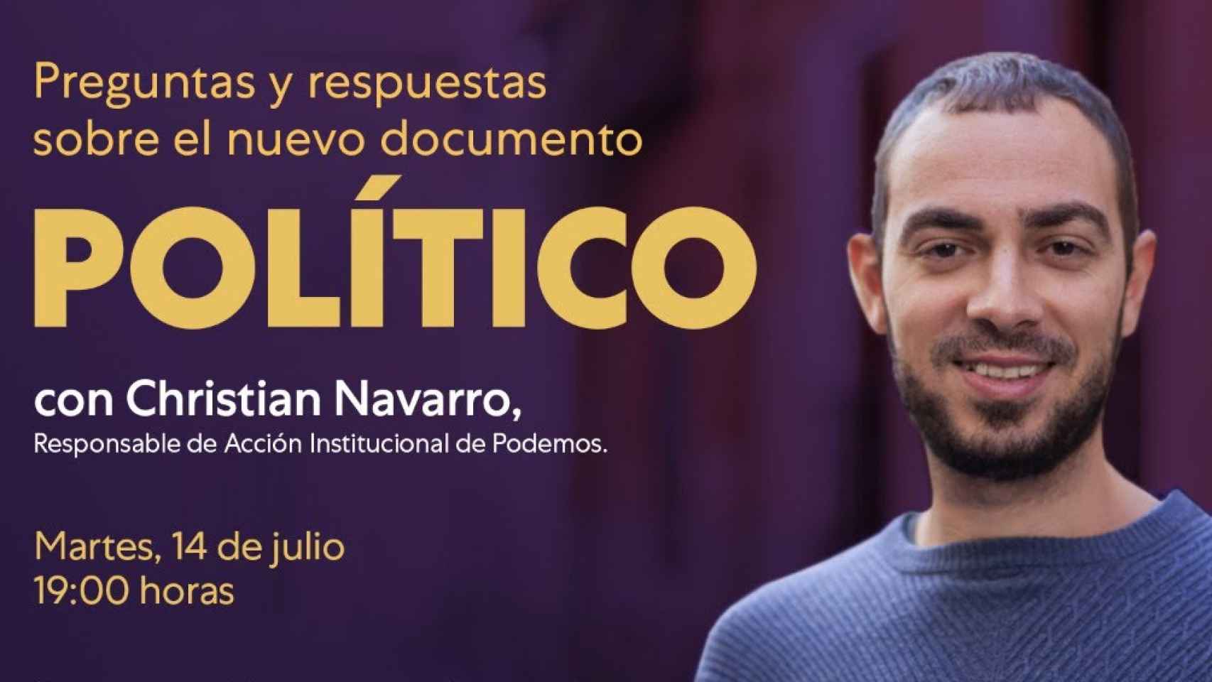 Christian Navarro, responsable de Acción Institucional de Podemos.