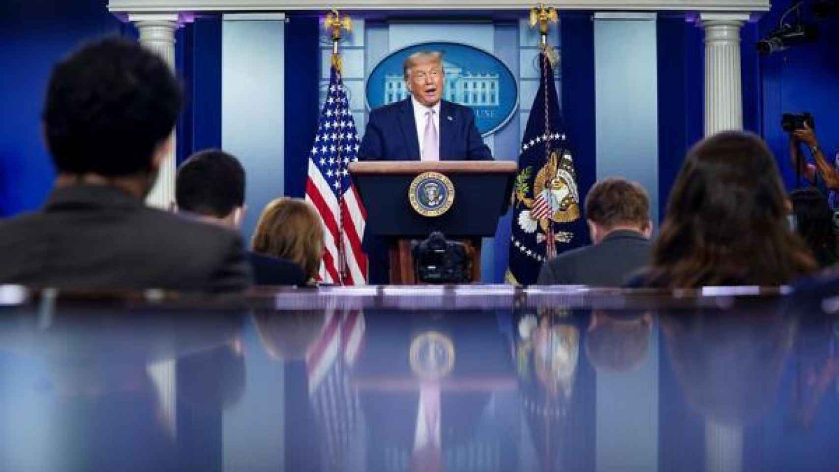 Trump en una rueda de prensa en la Casa Blanca.