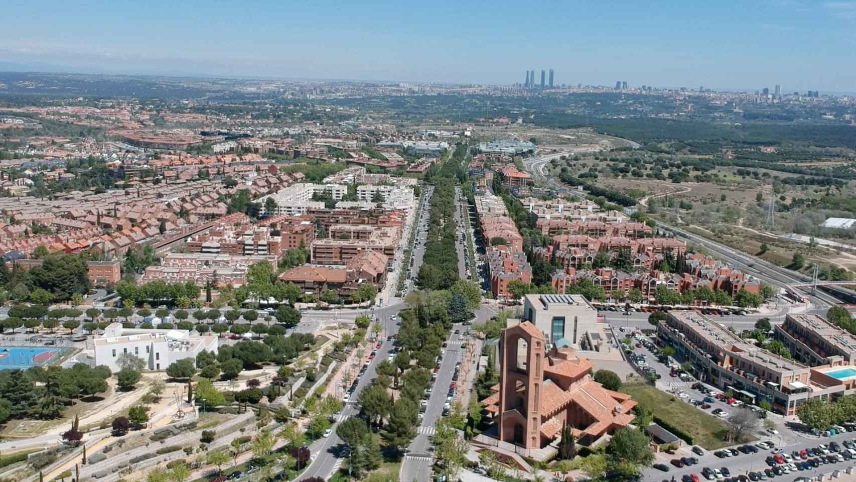 imagen aérea de Pozuelo de Alarcón (Madrid).