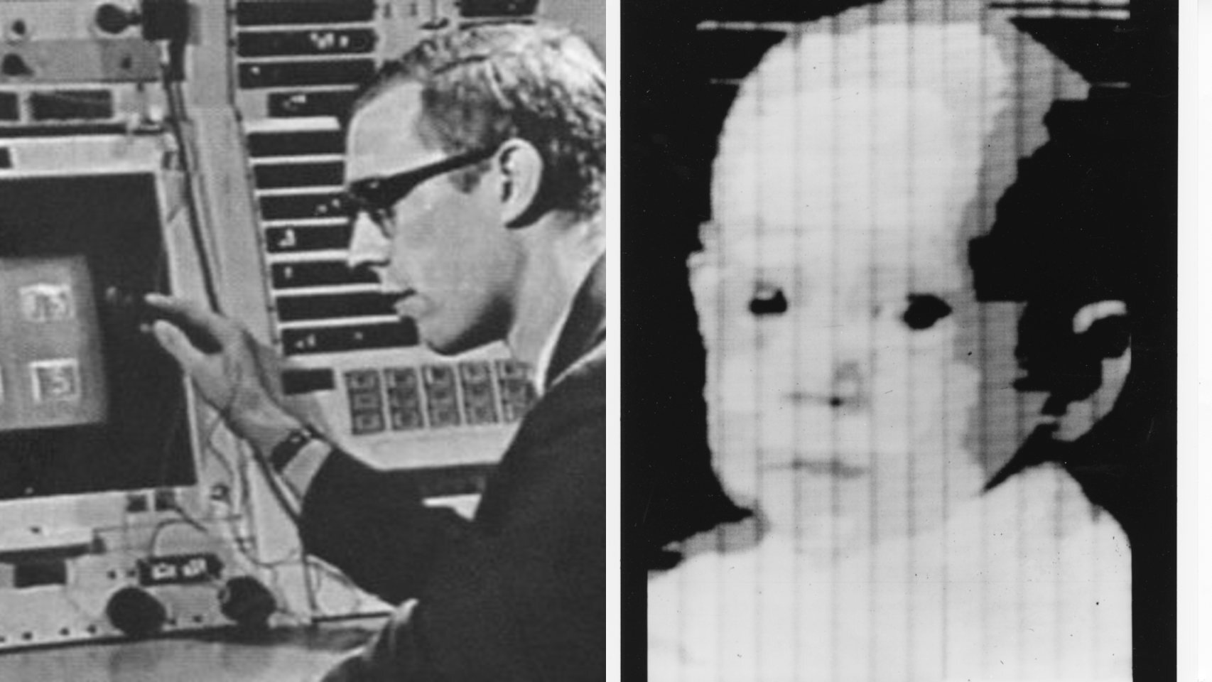 Russell A. Kirschl, creador del píxel, con la foto digital que le hizo famoso