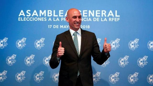 Luis Rubiales durante la Asamblea de la RFEF en 2018