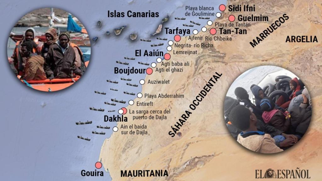 Así es la ruta de la inmigración hacia las Canarias.