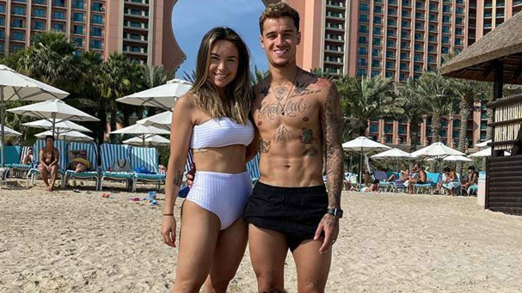 El futbolista Coutinho junto a su mujer Aina. Instagram (@ainee.c)