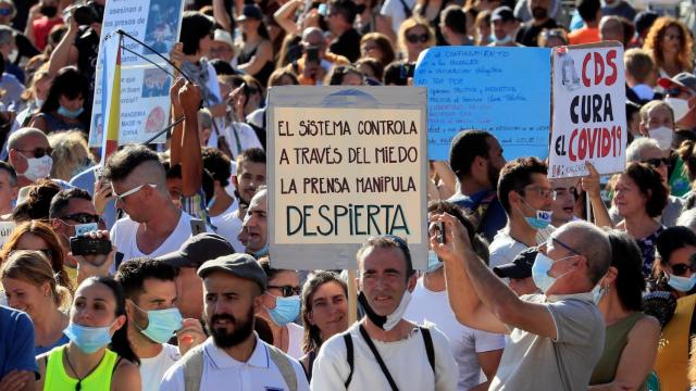 Algunos de las personas concentradas este domingo en Madrid.