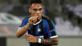 Lautaro Martínez celebra un gol de Inter de Milán en la semifinal ante el Shakhtar Donetsk
