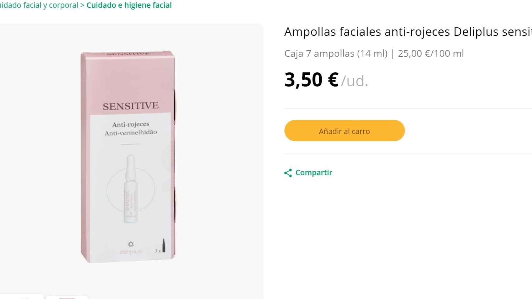 El producto tiene un precio de 3,50 euros.
