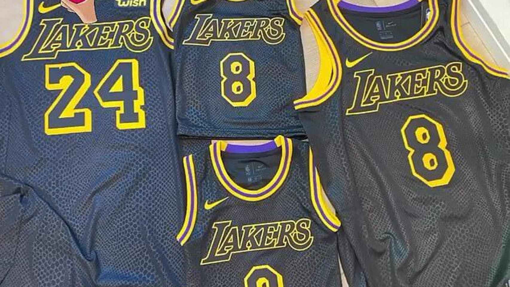 Así son las preciosas camisetas de Los Angeles Lakers para homenajear a  Kobe Bryant el 24/8