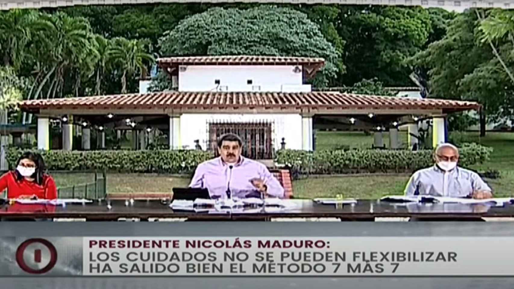 Nicolás Maduro en su comparecencia televisada haciendo balance de la pandemia en Venezuela.