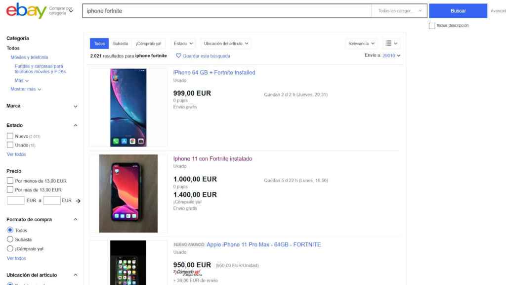 Ofertas de iPhone con Fortnite preinstalado en eBay