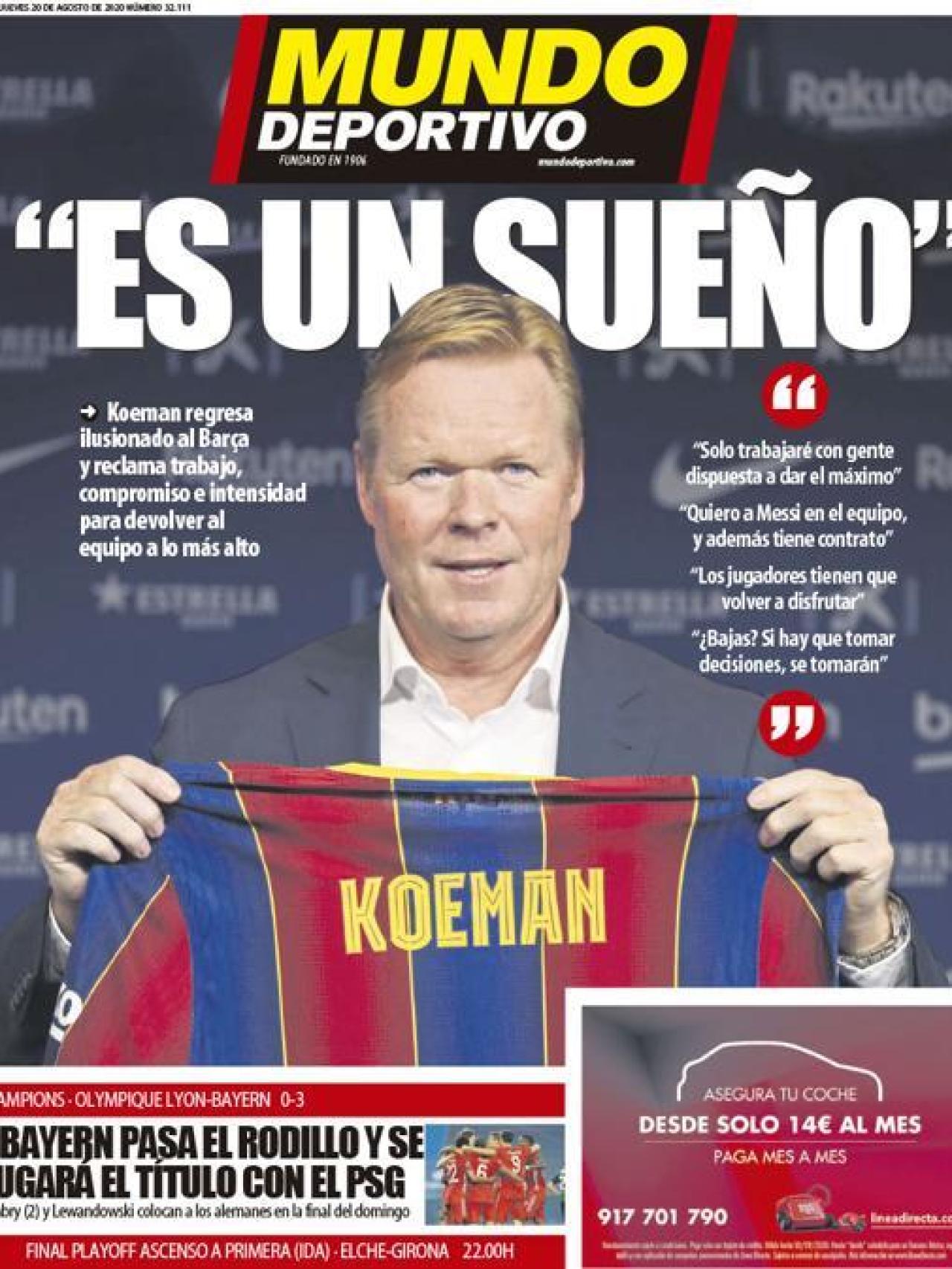 La Portada Del Diario Mundo Deportivo (20/08/2020)