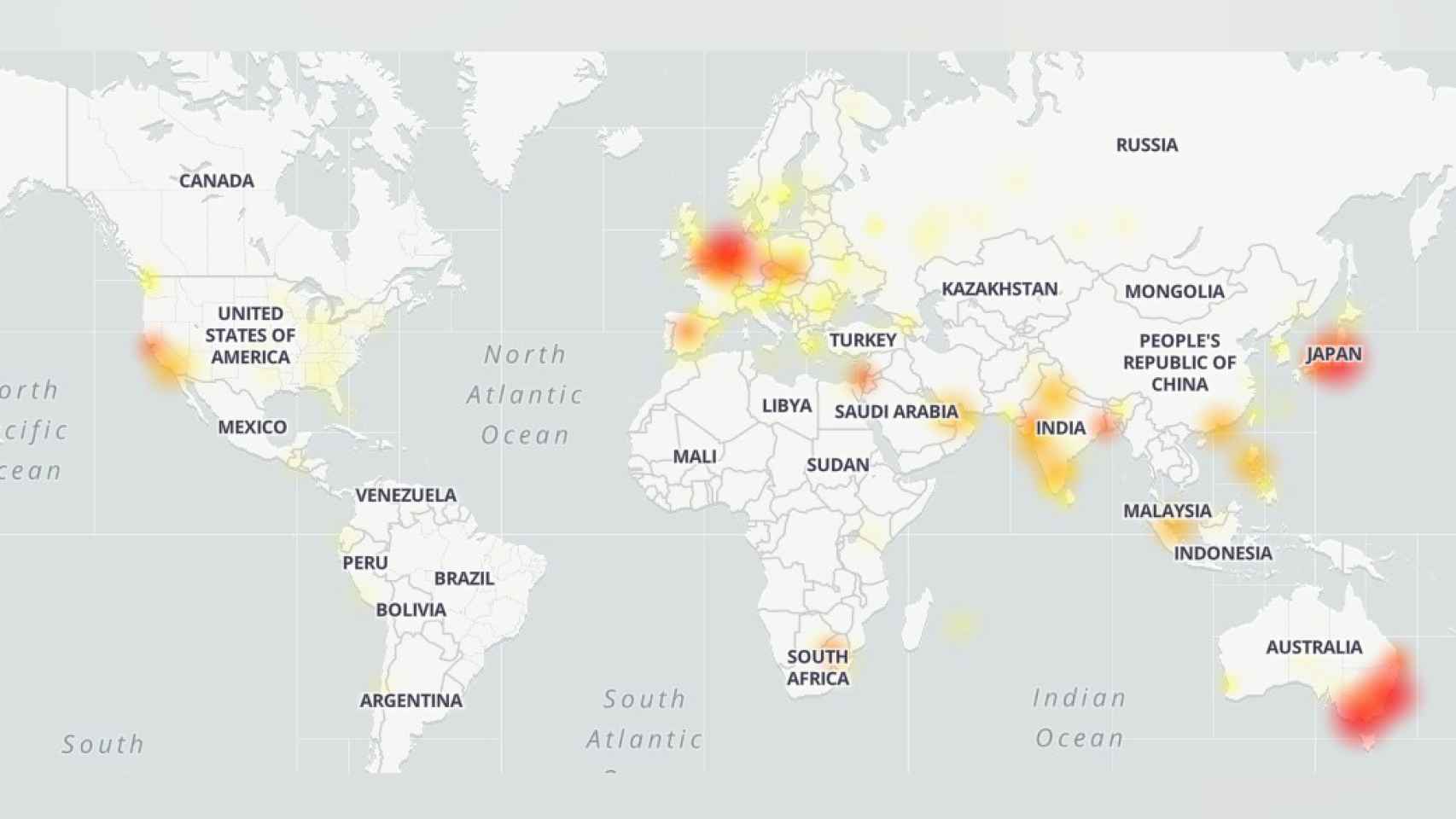 Mapa de incidencias de Gmail.