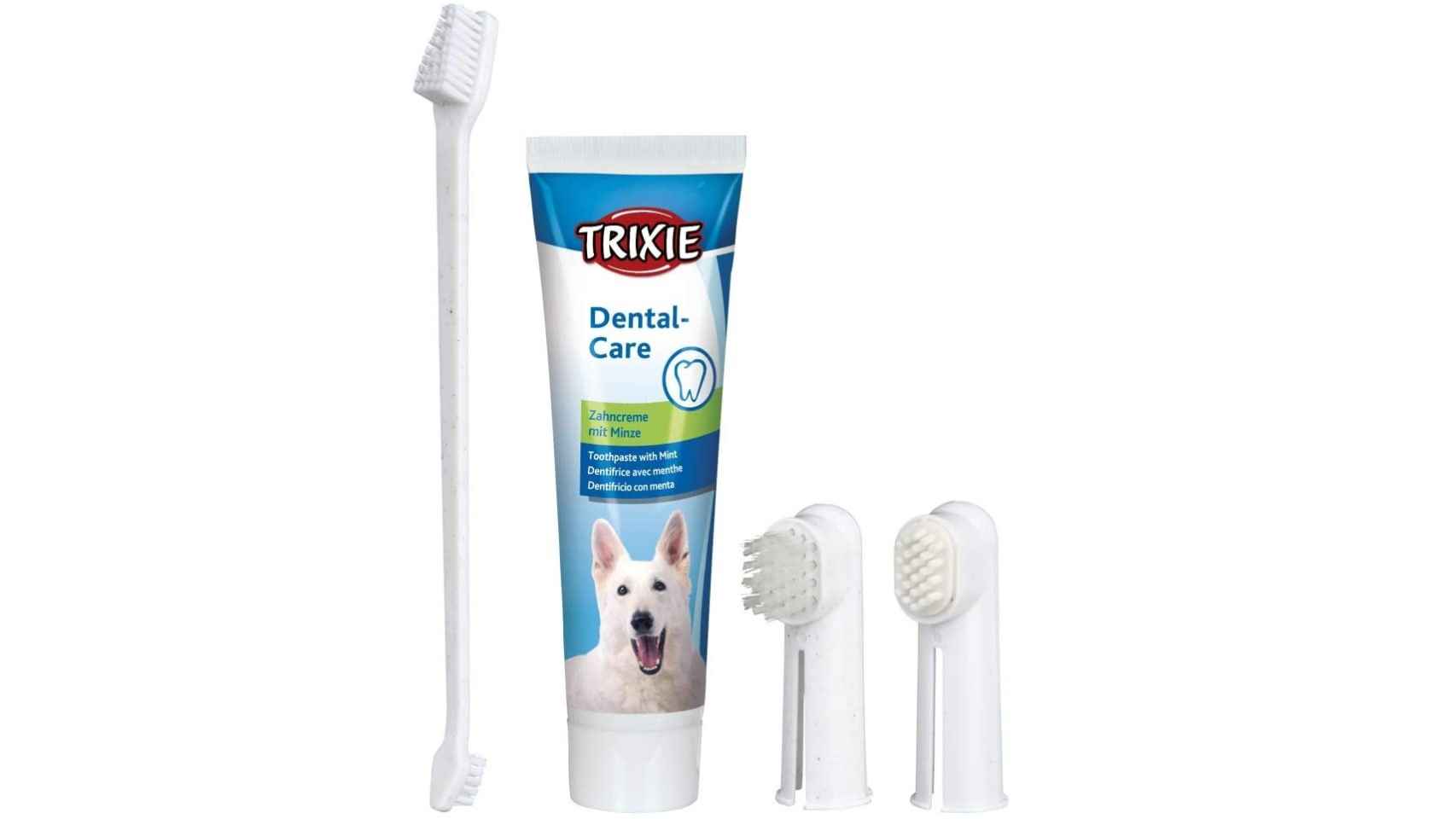 Pasta dental y cepillo de dientes para perros