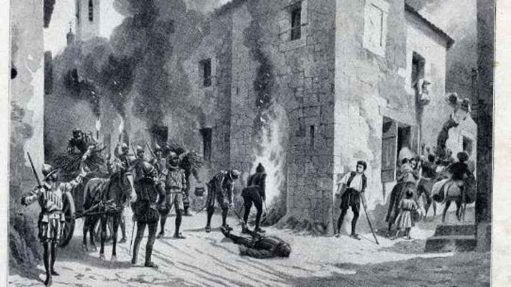 Ilustración del incendio de Medina del Campo.