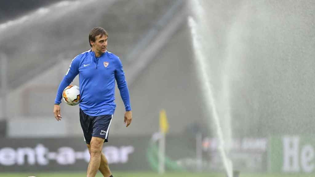 Julen Lopetegui, en el último entrenamiento antes del partido frente al Inter de Milán