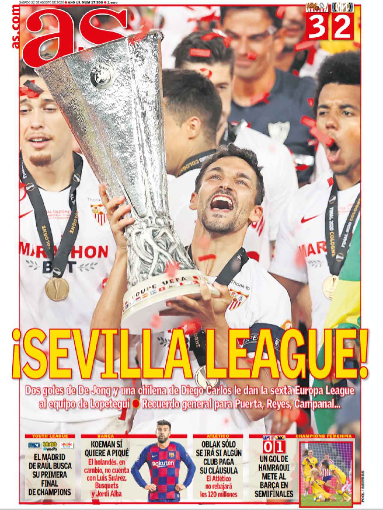 La portada del diario AS (22/08/2020)