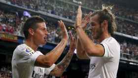 James y Bale celebran un gol con el Real Madrid