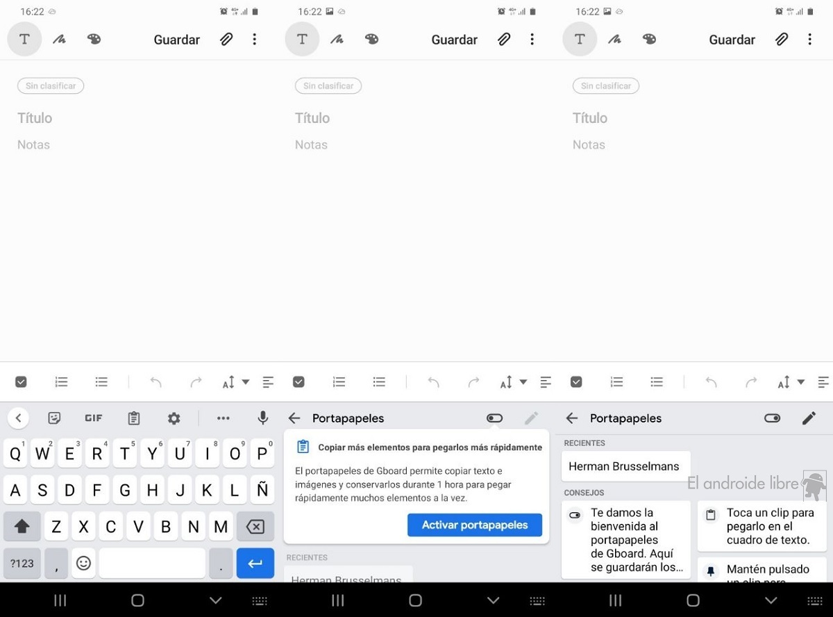 adjetivo en frente de Intrusión Portapapeles en el teclado de Google: cómo se activa y se configura en  Android